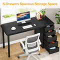 Contemporary Minimalist Computer Desk with 5 Drawer Storage for Study and Writing
