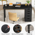 Contemporary Minimalist Computer Desk with 5 Drawer Storage for Study and Writing