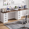 Contemporary Minimalist Computer Desk with 5 Drawer Storage for Study and Writing