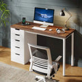 Contemporary Minimalist Computer Desk with 5 Drawer Storage for Study and Writing