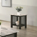 Antique Walnut End Table with Faux Marble Top in Black