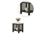 Antique Walnut End Table with Faux Marble Top in Black