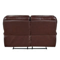 Jack 66-Inch Manual Recliner Loveseat in Plush Brown Top Grain Leather with Wood Accents