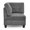 Grey Chenille L-Shaped Modular Sectional Sofa Set with Three Individual Chairs and Three Corner Pieces - Dimensions: 116W x 89.5D x 36.5H