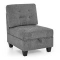 Grey Chenille L-Shaped Modular Sectional Sofa Set with Three Individual Chairs and Three Corner Pieces - Dimensions: 116W x 89.5D x 36.5H