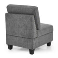 Grey Chenille L-Shaped Modular Sectional Sofa Set with Three Individual Chairs and Three Corner Pieces - Dimensions: 116W x 89.5D x 36.5H