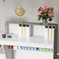 White Reception Desk with Computer Surface and Four Shelves