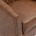 Ethan Barrel Accent Chair in PU Leather with Nailhead Detailing