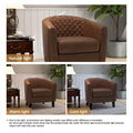 Ethan Barrel Accent Chair in PU Leather with Nailhead Detailing
