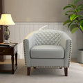 Ethan Barrel Accent Chair in PU Leather with Nailhead Detailing