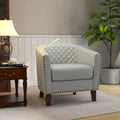 Ethan Barrel Accent Chair in PU Leather with Nailhead Detailing