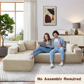 OVIOS Cozy Long Plush Chaise Sofa - No Assembly Needed