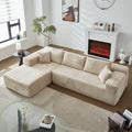 OVIOS Cozy Long Plush Chaise Sofa - No Assembly Needed
