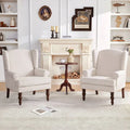 Set of 2 Accent Armchairs with Turned Legs in Blue, Beige, and Grey