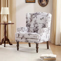 Set of 2 Accent Armchairs with Turned Legs in Blue, Beige, and Grey