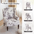 Set of 2 Accent Armchairs with Turned Legs in Blue, Beige, and Grey