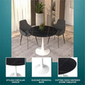 Bristol 35-Inch Round Dining Table for 4 with Sintered Stone Top and White Stainless Steel Pedestal Base
