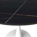 Bristol 35-Inch Round Dining Table for 4 with Sintered Stone Top and White Stainless Steel Pedestal Base
