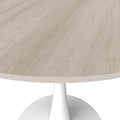 Bristol 35-Inch Round Dining Table for 4 with Sintered Stone Top and White Stainless Steel Pedestal Base