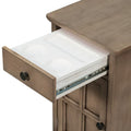 Retro-Inspired Living Room Side Table with USB Ports, Multifunctional Drawer, and Cup Holders