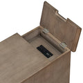Retro-Inspired Living Room Side Table with USB Ports, Multifunctional Drawer, and Cup Holders