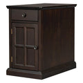 Retro-Inspired Living Room Side Table with USB Ports, Multifunctional Drawer, and Cup Holders