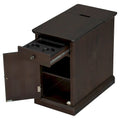 Retro-Inspired Living Room Side Table with USB Ports, Multifunctional Drawer, and Cup Holders
