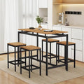 Contemporary 5-Piece Space-Saving Bar Table Set with Table and Stools
