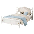 Queen Size Upholstered Bed with Headboard and Footboard, Featuring Dual Bed Rail Support Feet and Central Platform Support