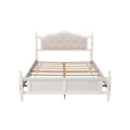 Queen Size Upholstered Bed with Headboard and Footboard, Featuring Dual Bed Rail Support Feet and Central Platform Support