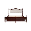 Queen Size Upholstered Bed with Headboard and Footboard, Featuring Dual Bed Rail Support Feet and Central Platform Support