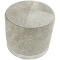 Gray Leather Patchwork Living Room Stool with Silver Metal Base - Roche River Decor