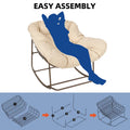Moasis Oversized Outdoor Papasan Rocking Chair with Cushion - Patio Basket Chair