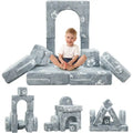 Mieres Modular Kids Sofa - Toddler Glow Couch with 2 Seats, Fold-Out Play Sofa for Children