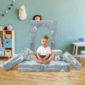 Mieres Modular Kids Sofa - Toddler Glow Couch with 2 Seats, Fold-Out Play Sofa for Children