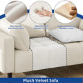 Moasis 56-Inch Velvet Tufted Loveseat Sofa with Button-Detail Seat and Convenient Side Storage Pocket