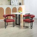 Set of 2 Contemporary PU Fabric Upholstered Barrel Accent Chairs - Stylish Dining and Living Room Armchairs