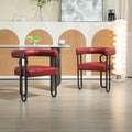 Set of 2 Contemporary PU Fabric Upholstered Barrel Accent Chairs - Stylish Dining and Living Room Armchairs