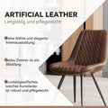 Set of 2 Leather Dining Chairs with Metal Legs
