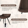 Set of 2 Leather Dining Chairs with Metal Legs