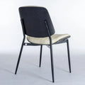 Set of 2 Retro Linen Dining Chairs with Bentwood Backs and Metal Legs