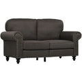 HOMCOM 61-Inch Mid-Century Modern Loveseat Sofa - Stylish 2-Seater Couch with Nailhead Trim and Rolled Arms, Upholstered in Fabric