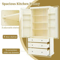 77-Inch Freestanding Tall Pantry Cabinet - Farmhouse Style Kitchen Storage