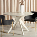 Round Dining Table with Wooden Base for Kitchen and Dining Room